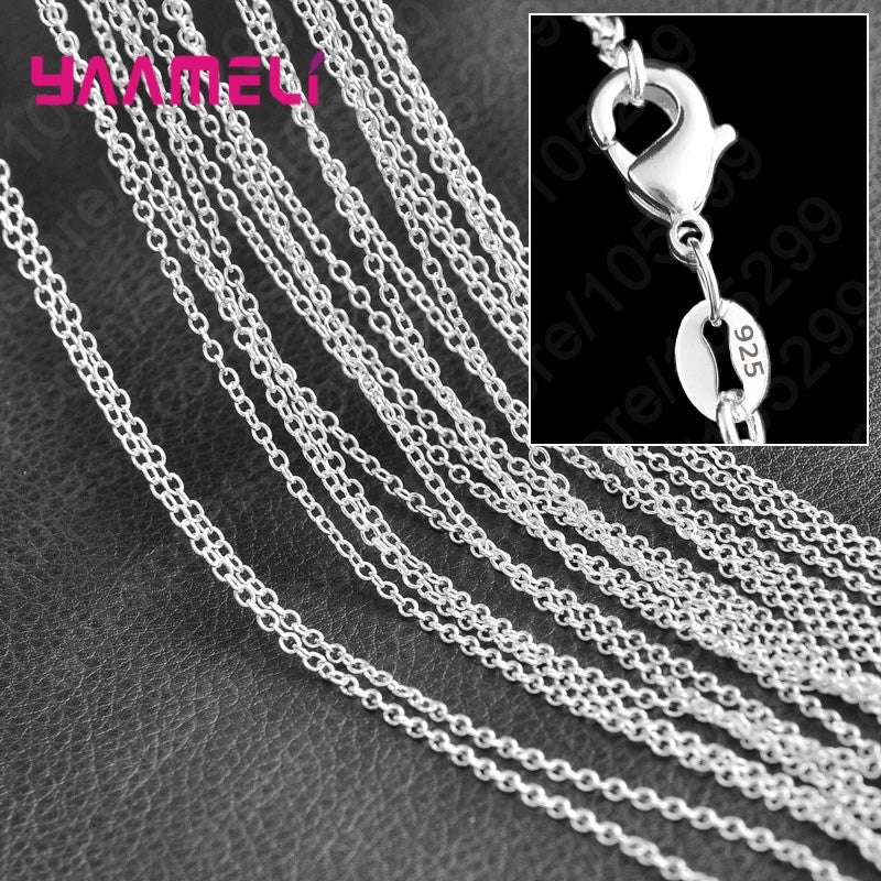 925 sterling silver charm link chain necklace 10-piece set by HSF Marketplace