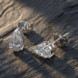 925 sterling silver water drop pear-shaped white zircon stud earrings for women, classic small jewelry design