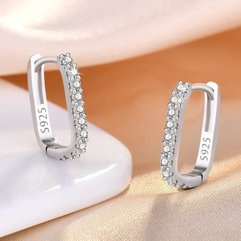 925 sterling silver crystal zircon circle hoop earrings for women by HSF Marketplace
