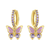 2026 925 sterling silver 18K gold-plated cherry blossom butterfly hoop earrings for women