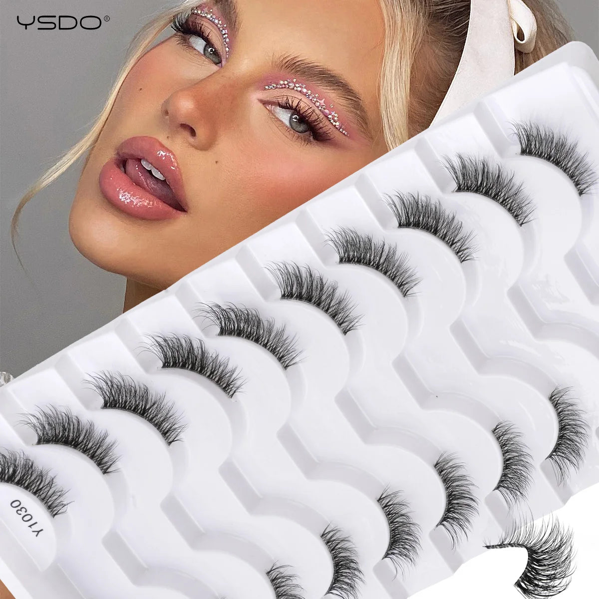 Natural half false eyelashes, 5 or 10 pairs, HSF Marketplace<|end|>