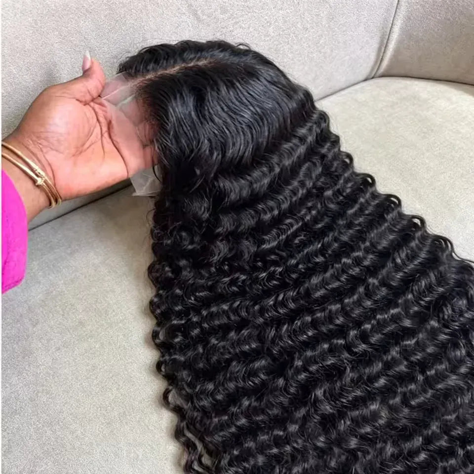 250% Density 40 42 inch 13x6 Glueless Wig Deep Wave Human Hair Wigs HD Lace Wigs For All African American Women Pre Plucked Baby Hair Natural Hairline Daily Party Wedding Wear Clearance Big Discount Limited Stock