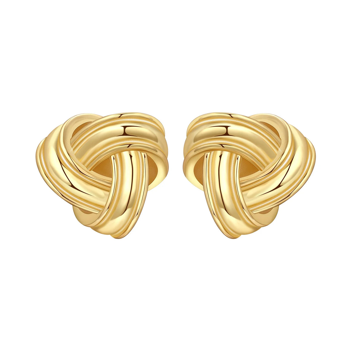 Orstarry S925 sterling silver 18k gold classic knot stud earrings for women, close-up jewelry image