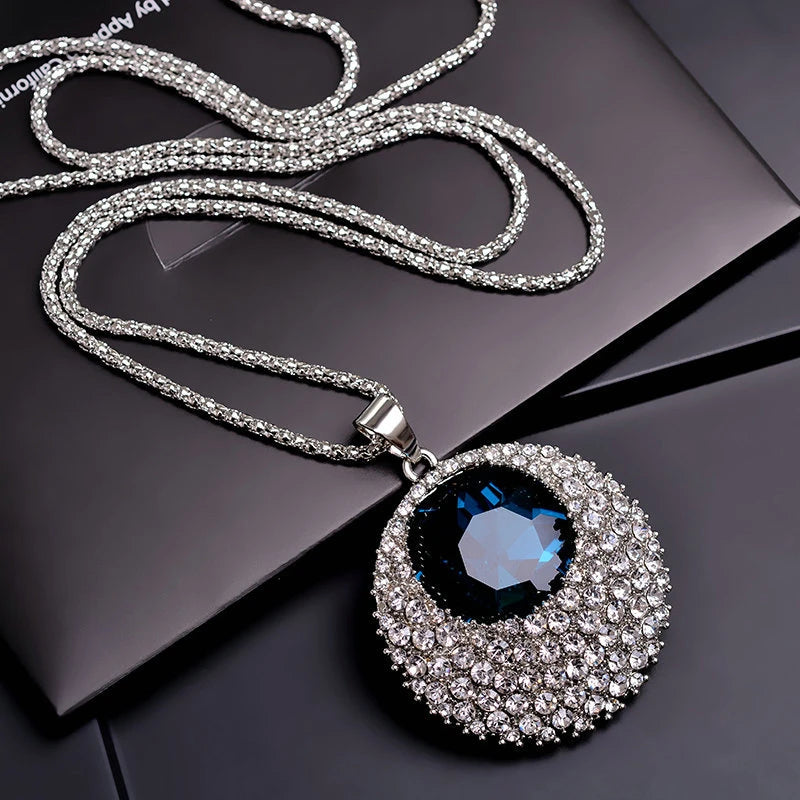 Long geometric chain necklace with pendant for women, stylish maxi jewelry by HSF Marketplace, perfect for statement accessories.
