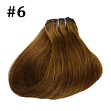 Clip-in real human hair extensions, 24-inch chocolate brown #4, 8-piece set with clips