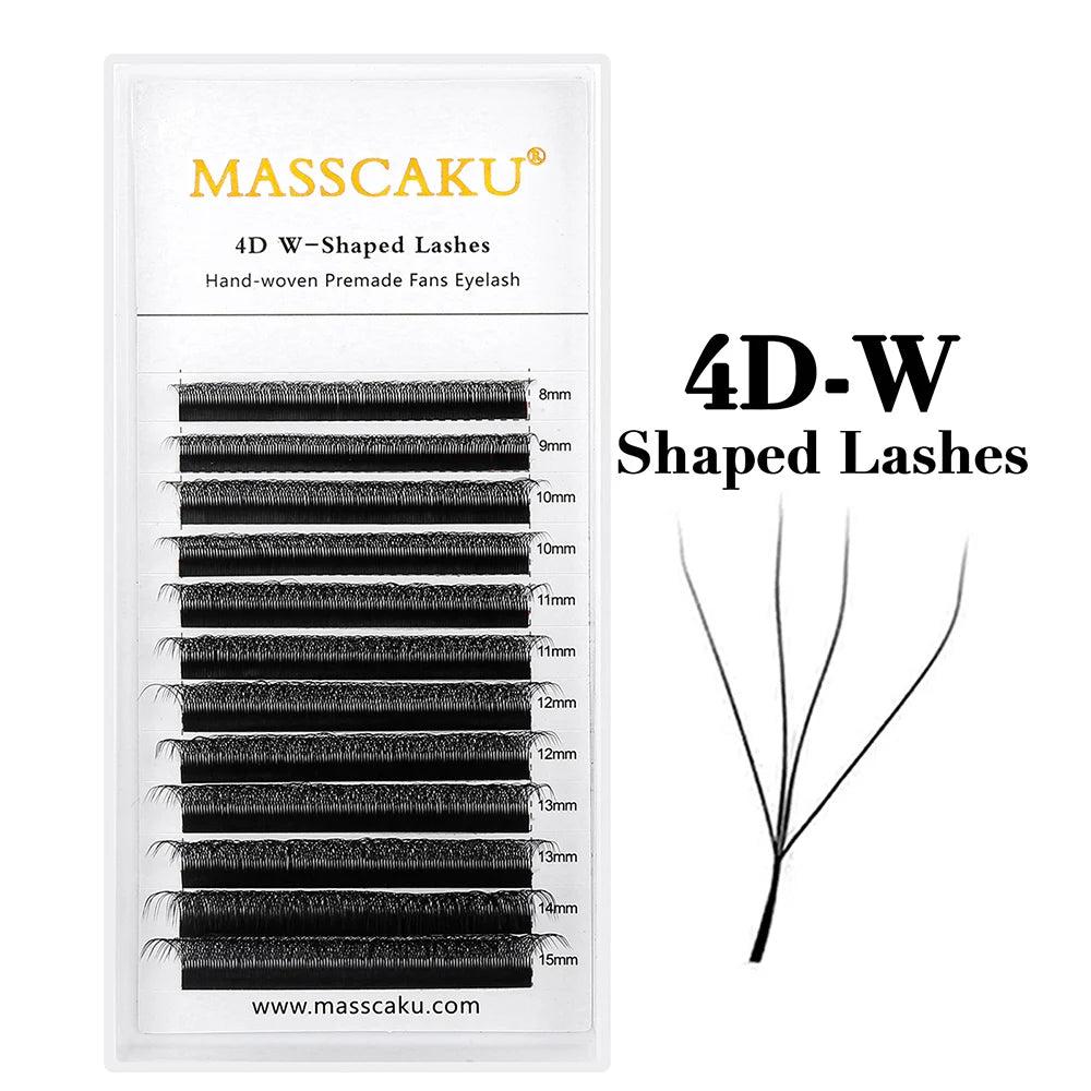 MASSCAKU W Shape 3D 4D 5D Premade Volume Easy Fans Nature Soft Light Individual Lashes Clover Bloom False Eyelashes Extension