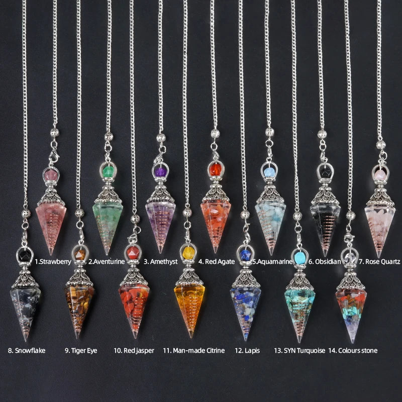 Natural stone pendulum pendant for jewelry making and energy use by HSF Marketplace