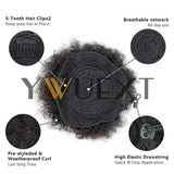 HSF Marketplace 4-6 inch human hair afro puff ponytail extension with kinky curly drawstring bun clip-in design