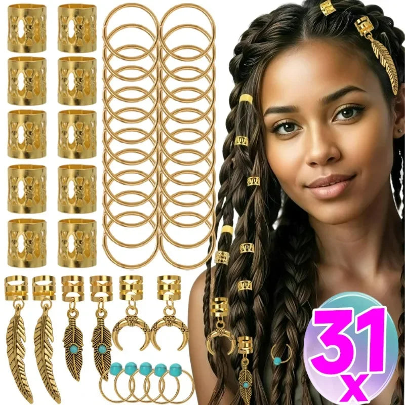31-piece hair jewelry accessories for stylish braids and dreadlocks by HSF Marketplace
