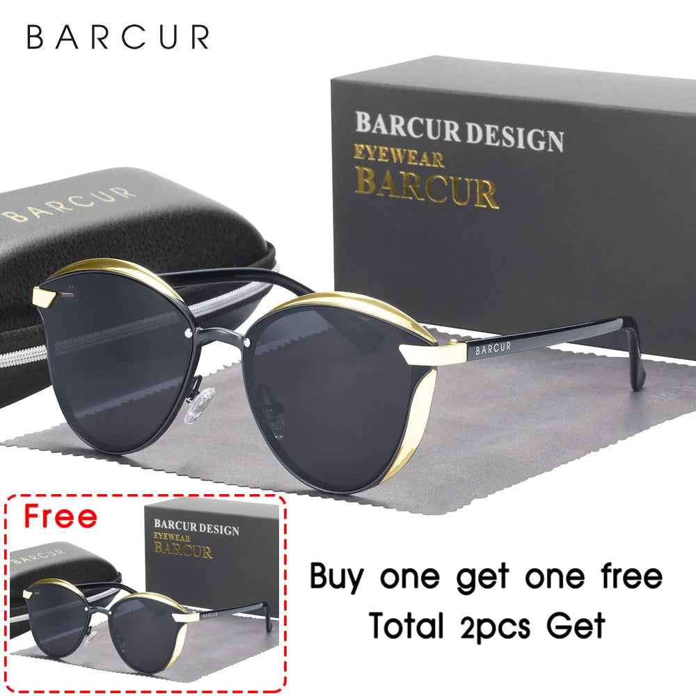 HSF Marketplace BARCUR polarized round sunglasses for women with UV protection, stylish eyewear accessory with UVAB coating.