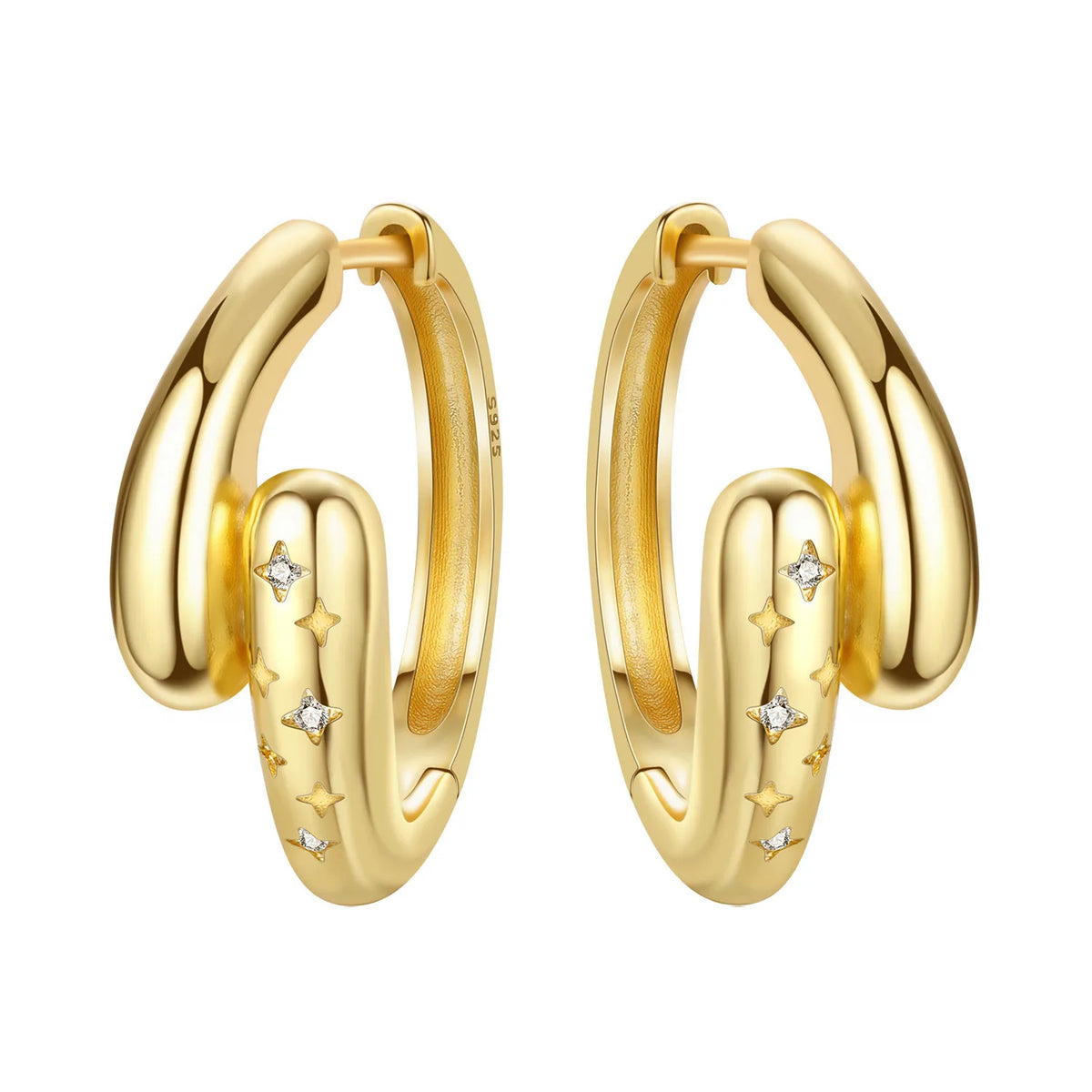 925 sterling silver 18K gold plated cherry blossom butterfly hoop earrings for women