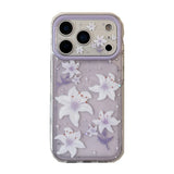 Glitter Lily Flower Shockproof Phone Case for iPhone 15-18 Models