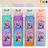 Kpop Demon Hunters gradient color 750ml water cup with straw by HSF Marketplace