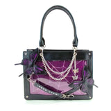 Y2K butterfly spider web chain handbag, vintage gothic tote in black with decorative web and butterfly details