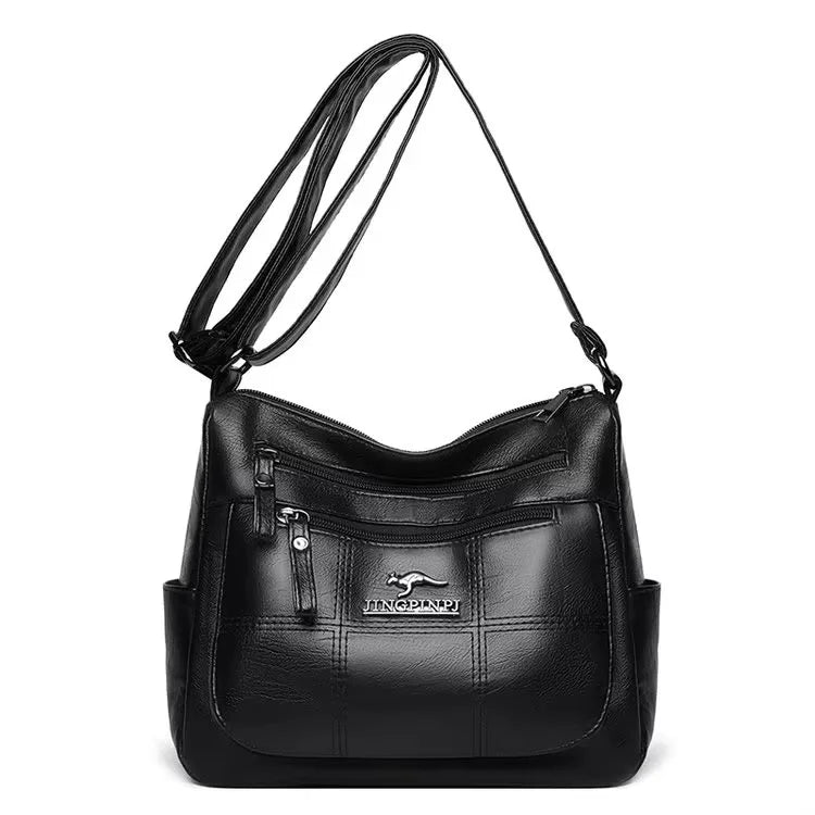 Genuine soft PU leather handbag for women, vintage shoulder tote with large capacity, luxury designer purse, HSF Marketplace.