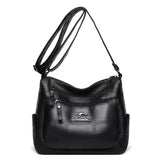Genuine soft PU leather handbag for women, vintage shoulder tote with large capacity, luxury designer purse, HSF Marketplace.