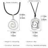 Vintage spiral vortex pendant necklace with hand-woven leather rope, boho goth jewelry for women, stylish Y2K fashion accessory