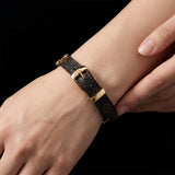 1. Women Multicolor Striped Slim Bangle Thin Cuff Bracelet With Smooth Glossy Surface Elegant Wrist Ornament For Dating Evening