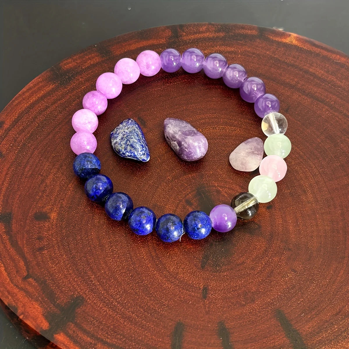 1pc/Anti-Anxiety Stress Reduction Crystal Bracelet Sodalite Fluorite Amethyst Lepidolite - 8mm Stone Jewelry Gift