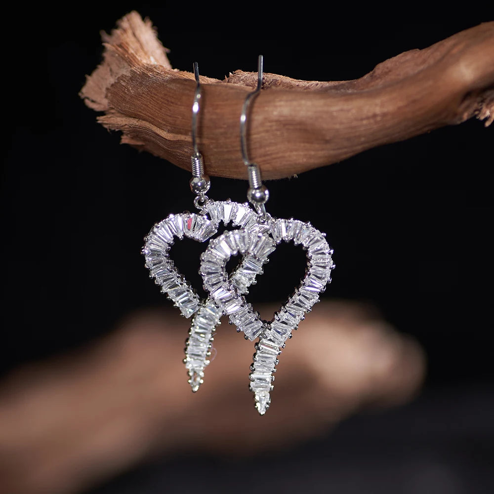 Women's Full Zircon Tassel Earrings Dangle Green Vintage Style Luxury Wedding Jewelry Christmas Valentine's Day Gift Accessories