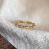 925 Sterling Silver Open Finger Ring Golden Enamel Donut Dazzling Geometric Punk For Women Jewelry Gift Dropship Wholesale