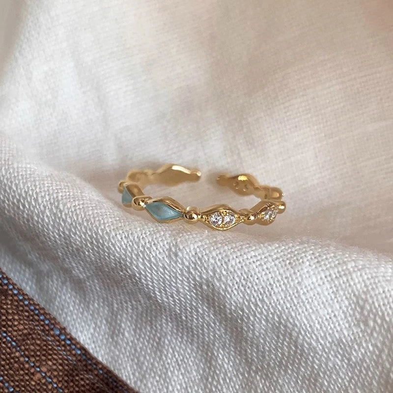 925 Sterling Silver Open Finger Ring Golden Enamel Donut Dazzling Geometric Punk For Women Jewelry Gift Dropship Wholesale