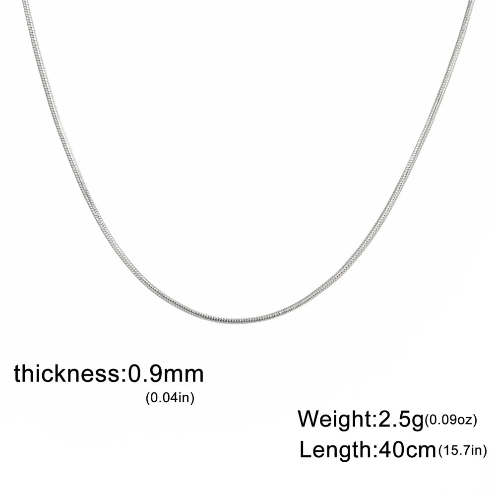Stainless steel round snake chain necklace by HSF Marketplace, unisex jewelry with a sleek polished finish