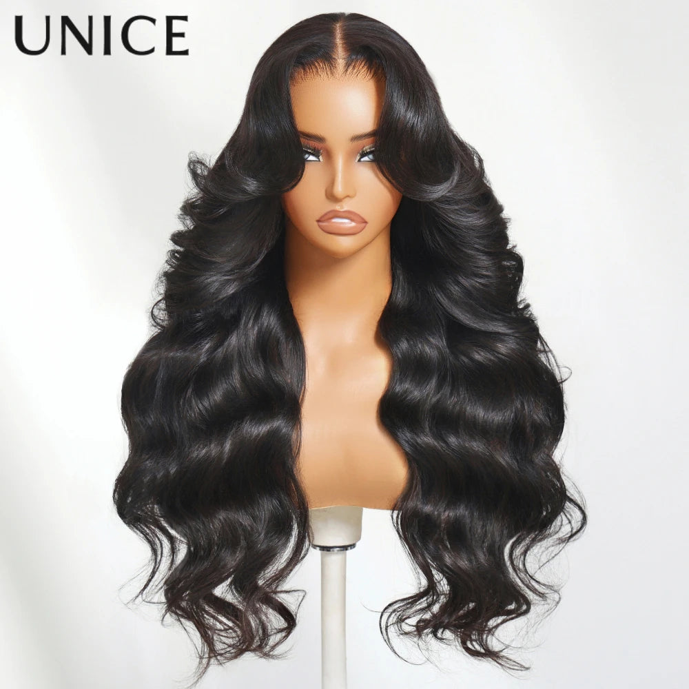 UNice 13x4 HD Real Scalp™ Loose Wave Wig With Face Framing Curtain Bangs Pull And Go Drawstring Glueless Wig