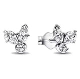 925 sterling silver herbarium cluster heart halo stud earrings for women, sparkling wedding jewelry