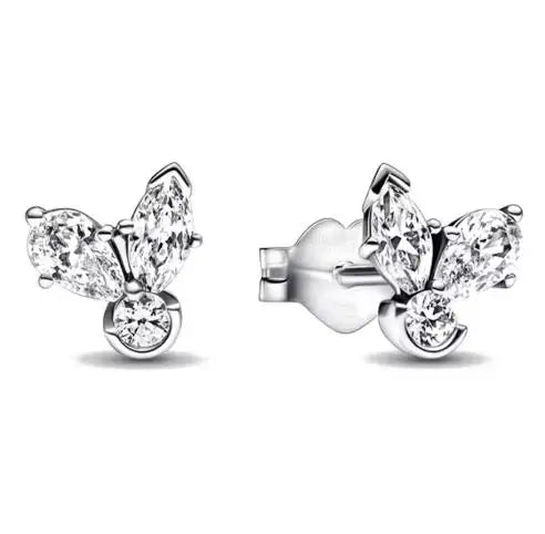925 sterling silver herbarium cluster heart halo stud earrings for women, sparkling wedding jewelry