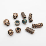 10pcs Red Copper Beads Hair Braid Dreadlock Beads Spacer Beads Skull Flower Patterned for Jewelry Making Supplies Accessories