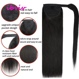 Straight Remy human hair wrap-around ponytail extension, 10–32 inches, by HSF Marketplace