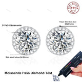 Moissanite stud earrings for women in sterling silver, elegant jewelry by HSF Marketplace
