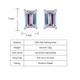 ALLNOEL square 1.35ct lab alexandrite 925 silver stud earrings with June color-changing birthstones