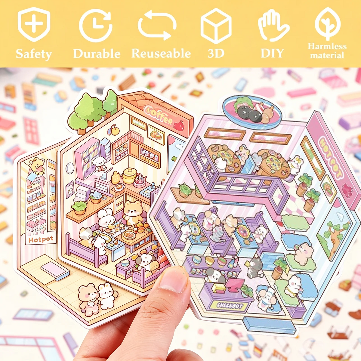3D scenes stickers book by HSF Marketplace for creative kids’ room decoration
