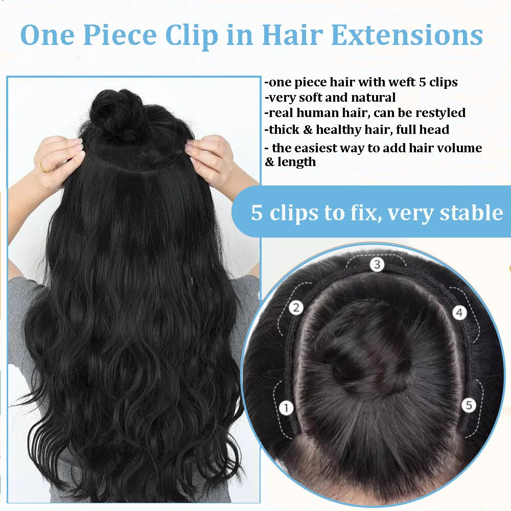 Brazilian Remy human hair clip-in extension, 10-inch straight hairpiece with 5 clips in natural color