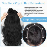 Brazilian Remy human hair clip-in extension, 10-inch straight hairpiece with 5 clips in natural color