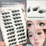 No Glue Self-Adhesive False Eyelashes - Dramatic Volume Natural Wispy Winged Fox Eye Manga Style Fluffy Cat Eye Lashes 7-12mm