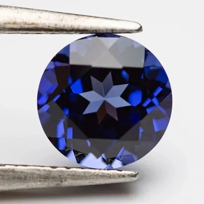 Lab Grown Sapphire Round Shape Royal Blue Color DIY Charms Jewelry Making Ring Necklace Earrings Main Materials Certificate