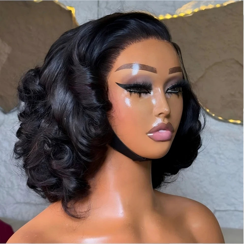 12A Double Drawn Human Hair Bouncy Wave 13x4 Lace Front Wigs 250 Density Vietnamese Hair Wear and Go Glueless Curly Wig