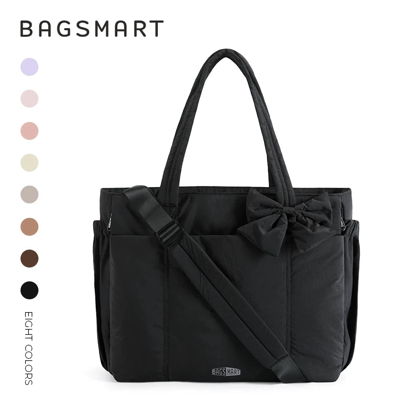 Large capacity HSF Marketplace tote bag for women with multiple pockets, versatile for commuting and everyday use.
