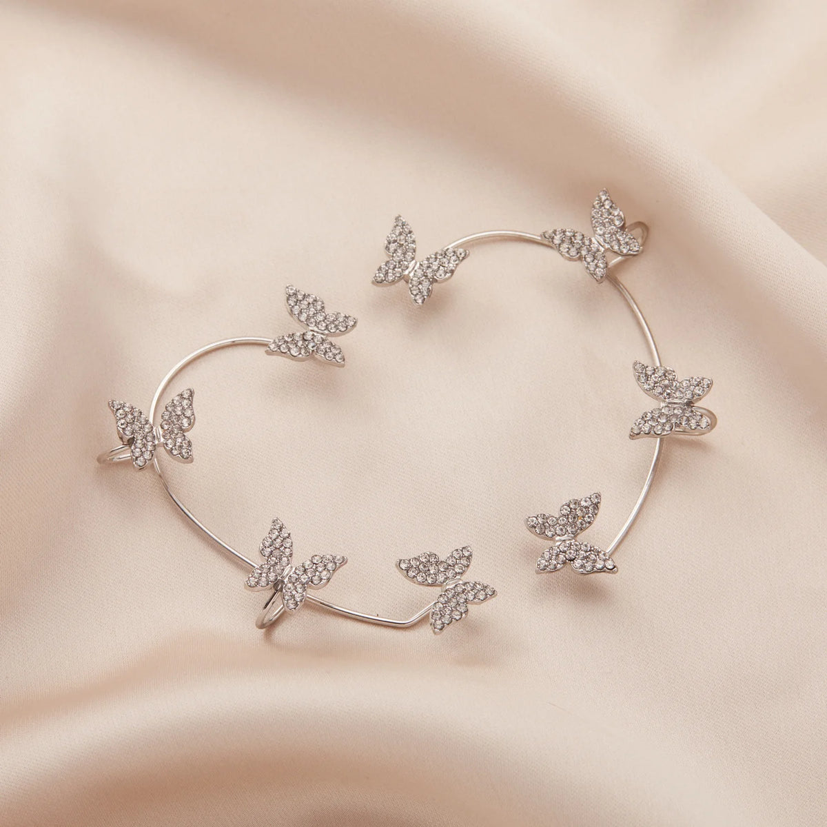 Korean style sparkling zircon butterfly ear clips, non-piercing ear cuff earrings for women HSF Marketplace