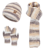 Women's gradient color knitted hat, scarf, and gloves winter set by HSF Marketplace