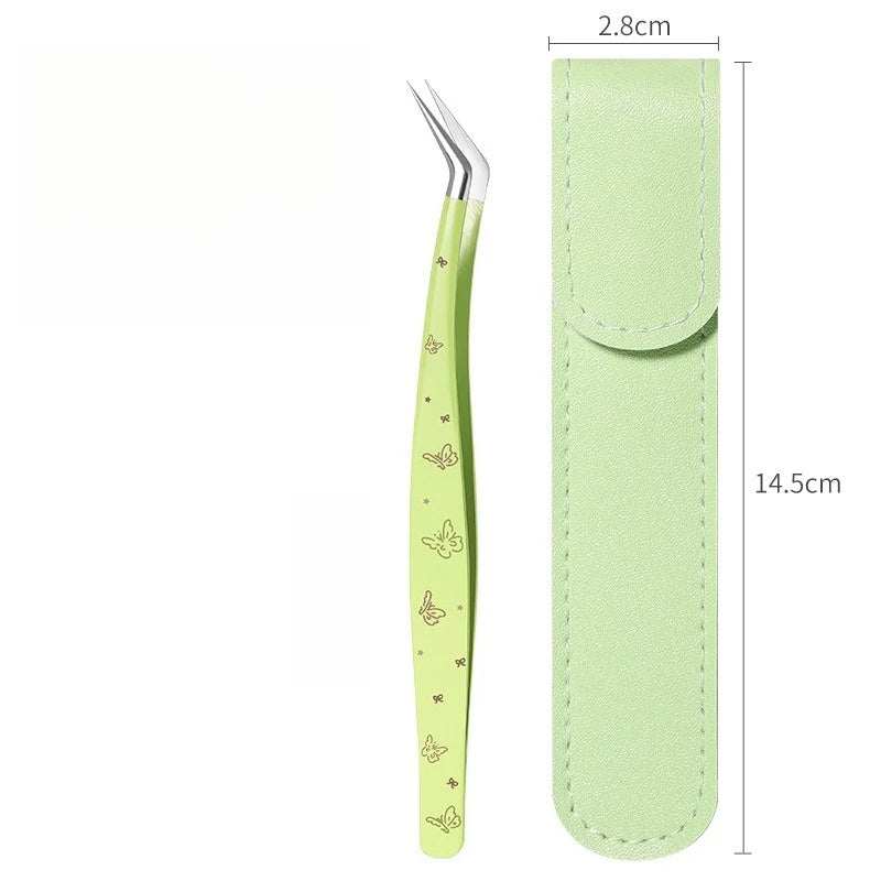 High precision stainless steel eyelash tweezer with leather case by HSF Marketplace