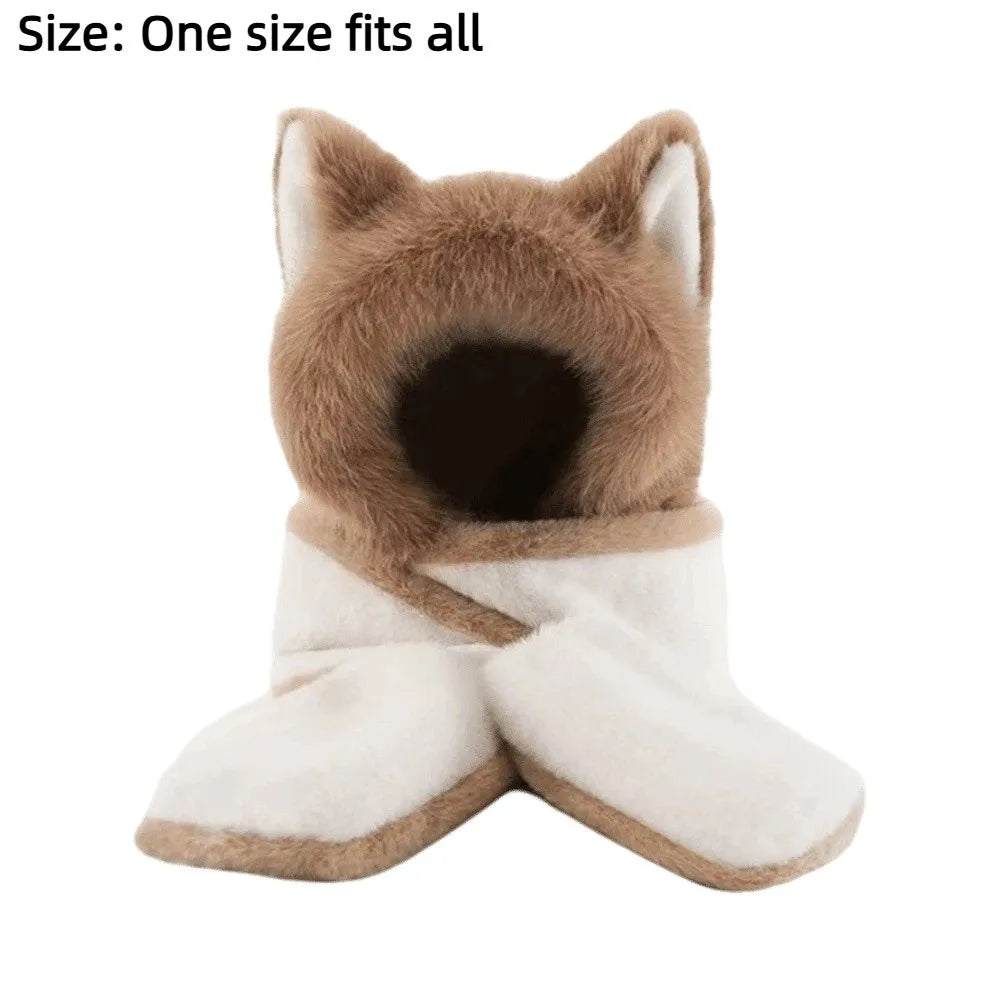3-in-1 fox ear winter hat, scarf and gloves set by HSF Marketplace