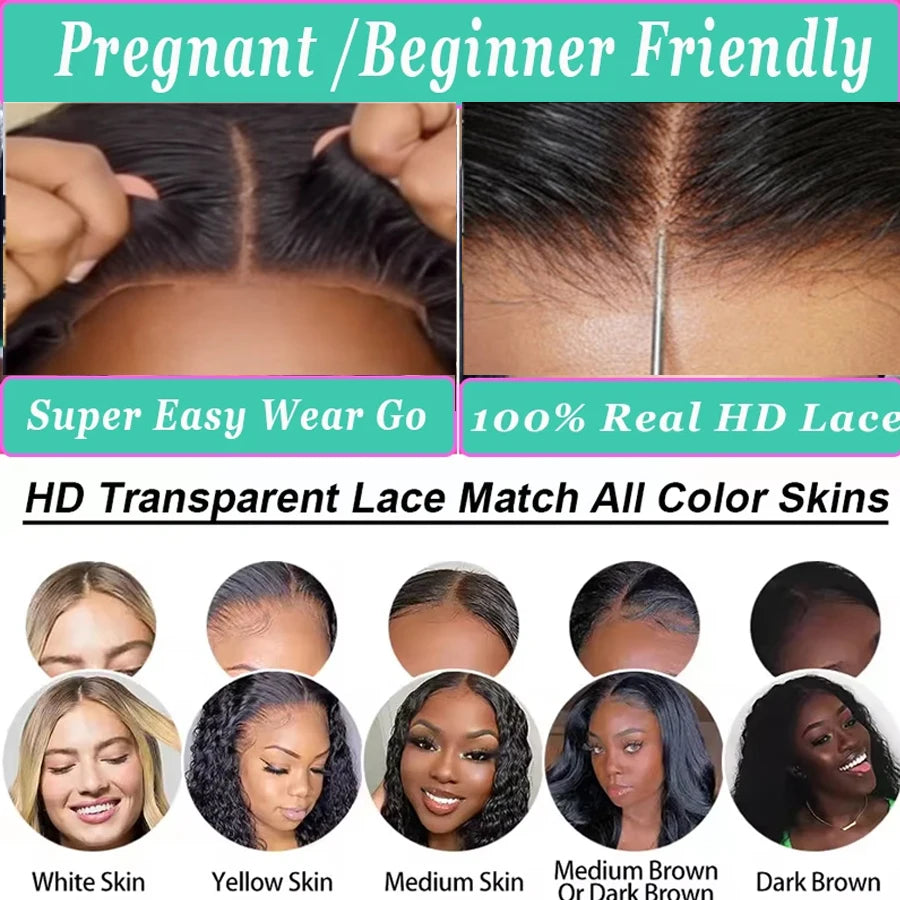 250% glueless straight bob human hair wig with HD lace frontal and lace closure options for women by HSF Marketplace