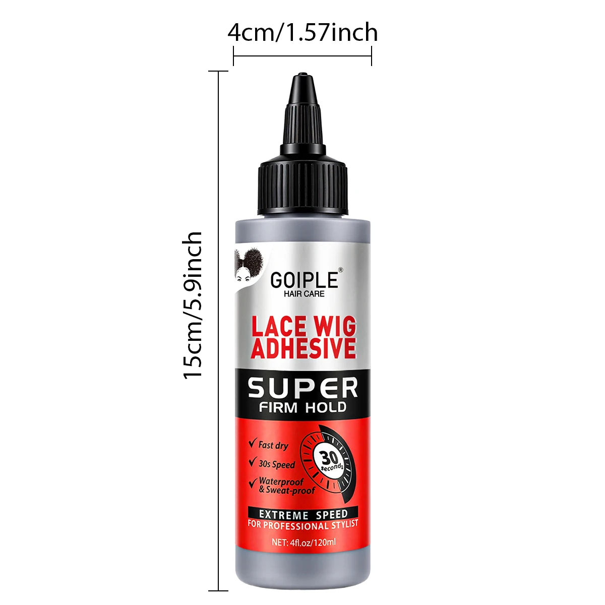 GOIPLE Lace Wig Adhesive, 30s Quick-Drying Super Firm Hold Glue, Twin Bottle Set with Two 120 ml Bottles for Lace Wigs, Closures and Toupees