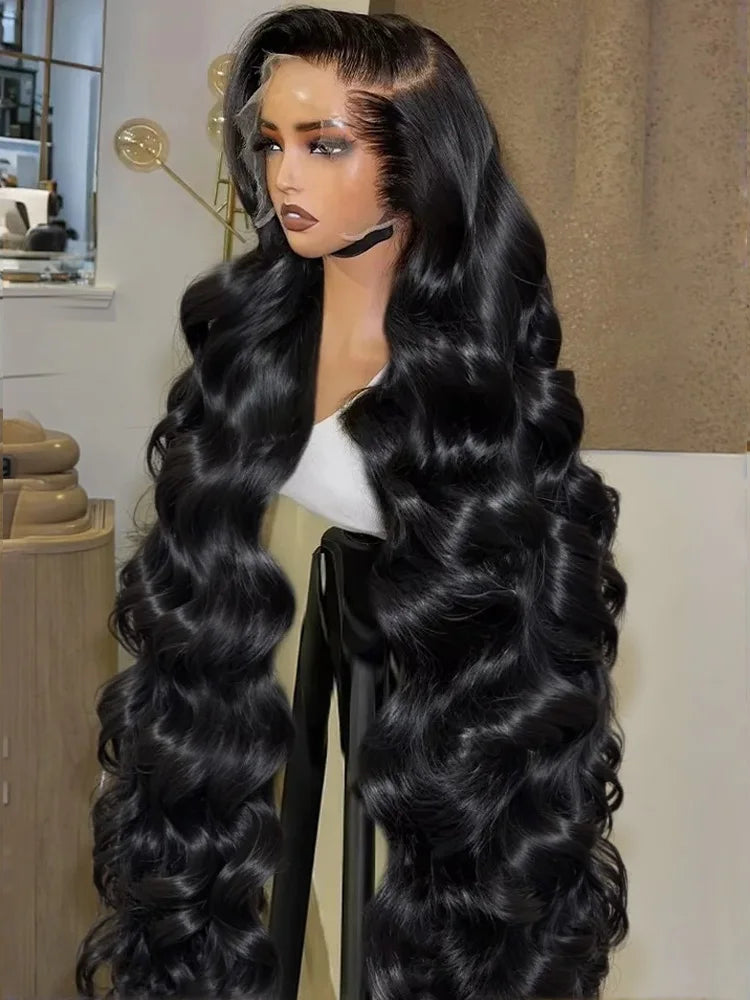 250 Density 46 Inch Body Wave 100% Human Hair 13x6 13x4 HD Transparent Lace Frontal Wig Pre Plucked Natural 360 Full Front Wigs