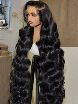 250 Density 46 Inch Body Wave 100% Human Hair 13x6 13x4 HD Transparent Lace Frontal Wig Pre Plucked Natural 360 Full Front Wigs