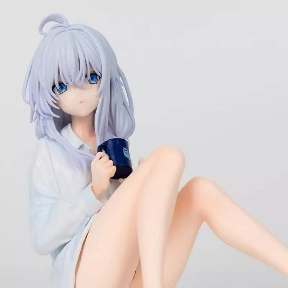 The Journey of Elaina anime girl figure sitting in pajamas, 11cm collectible desktop model statue